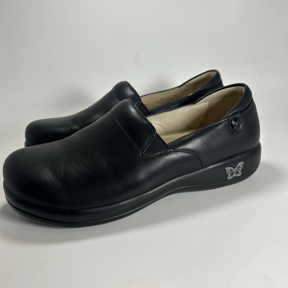 Alegria‎ Keli KEL-601 Black Nappa Leather Slip-On Nursing Shoes Size 40 EUC